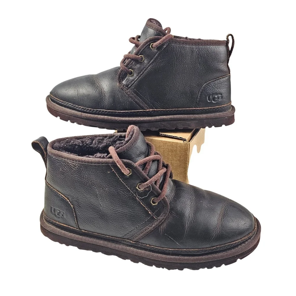 UGG Neumel Men's Leather Wool Lined Chukka Boots Brown 9